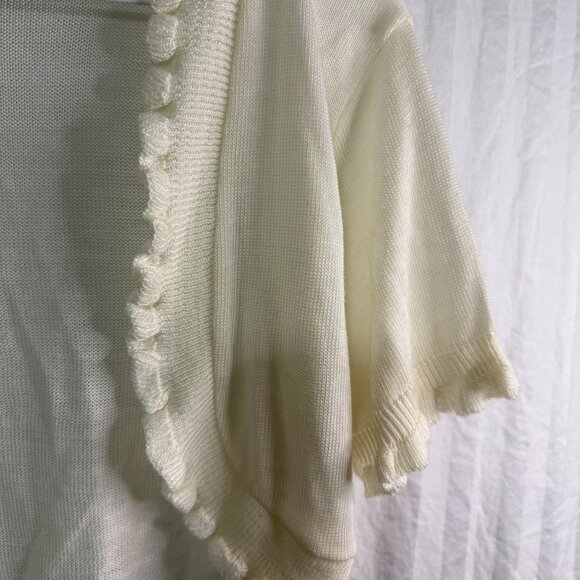 Knit Minded Cream Color Cardigan Size Large Short Sleeve - Picture 6 of 12